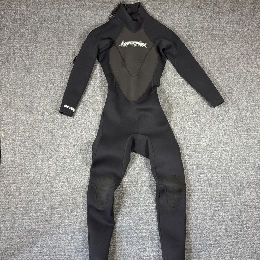 Hyperflex Access 3/2 mm Back Zip Full Wetsuit Black Gray Womens Size 4 #3592